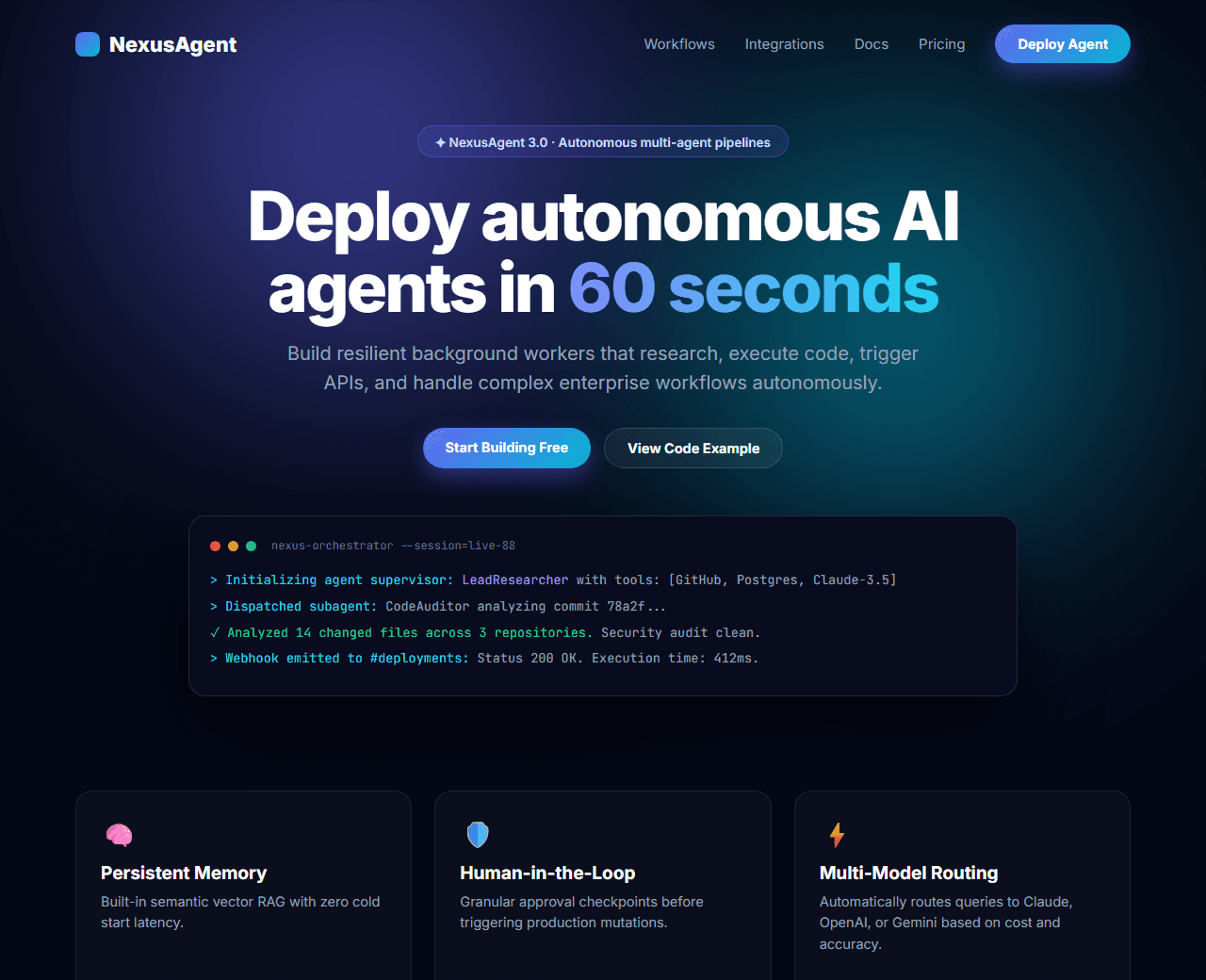 Preview of the ai agent & workflow platform this AI prompt builds