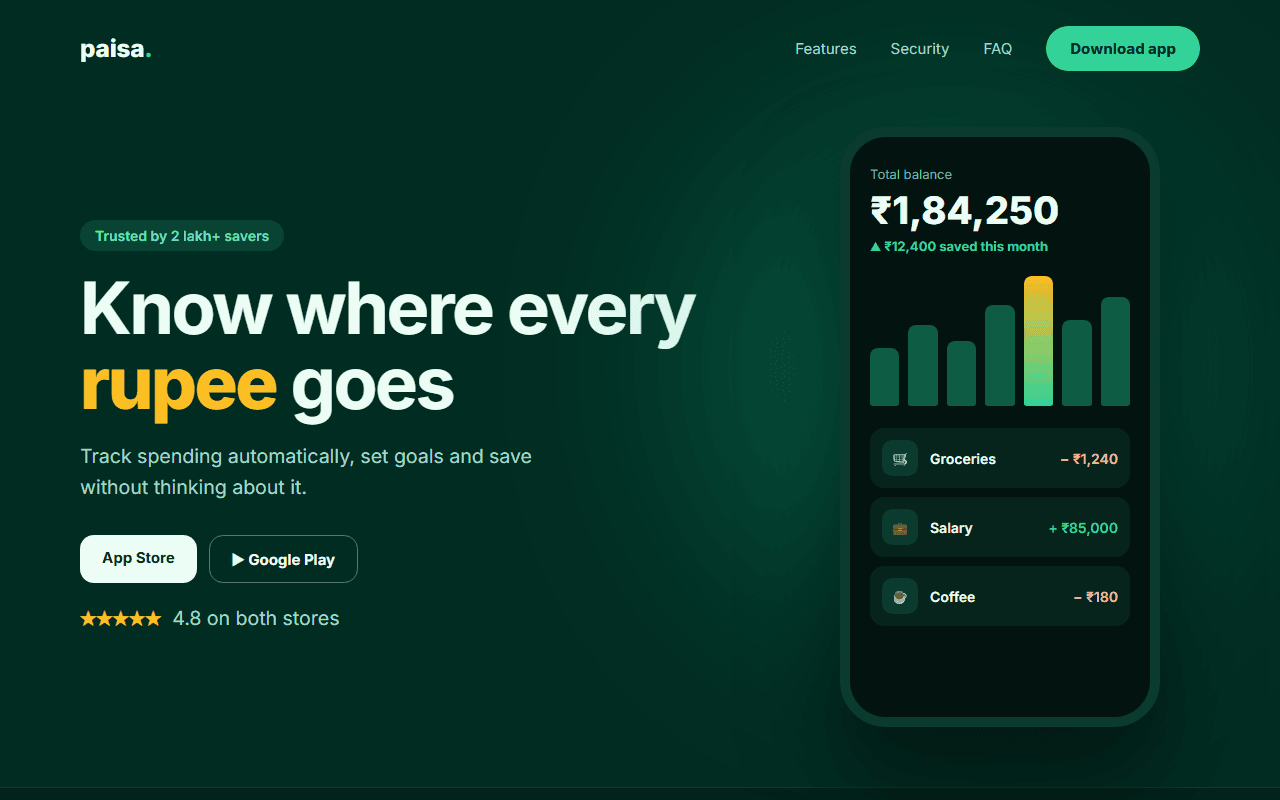 Fintech App Landing Page built from this AI prompt