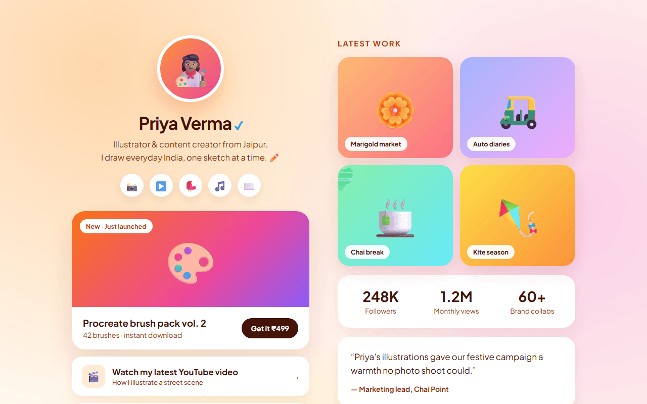 Link-in-Bio Page built from this AI prompt