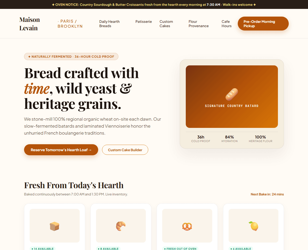 Preview of the artisan bakery & custom patisserie this AI prompt builds