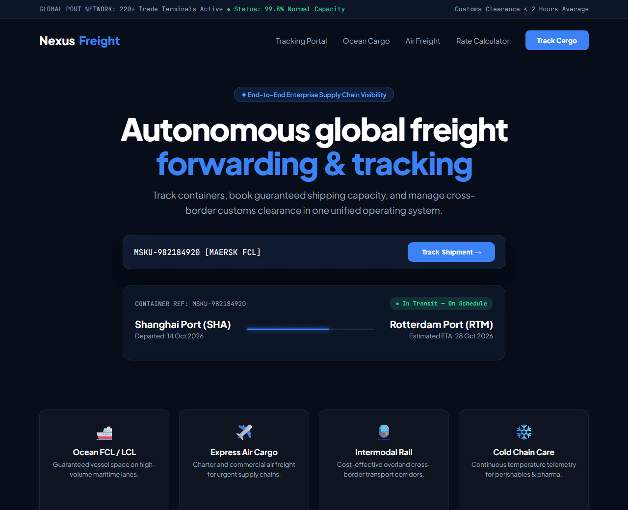 Preview of the b2b freight & logistics tracking this AI prompt builds