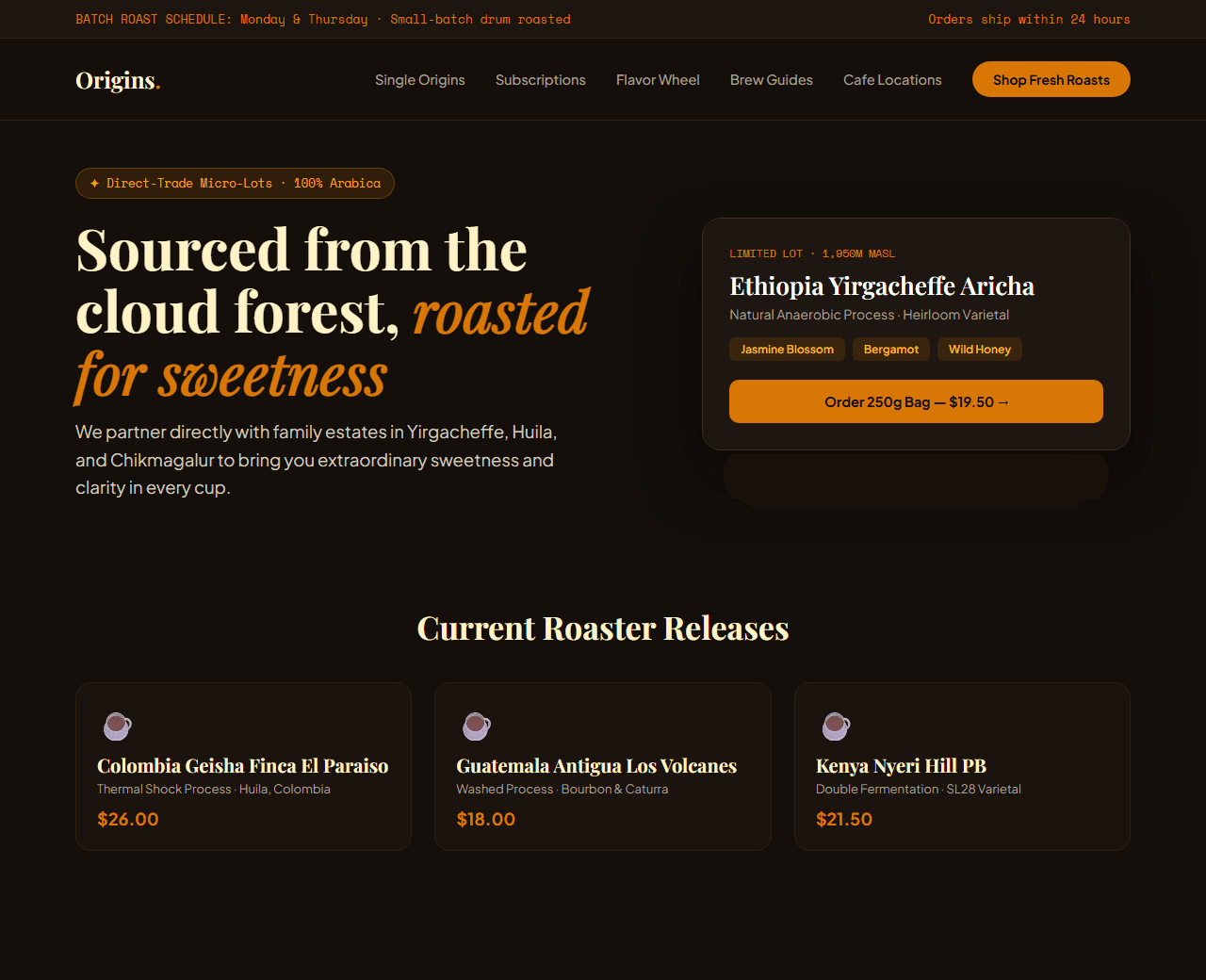 Preview of the specialty coffee roastery & cafe this AI prompt builds