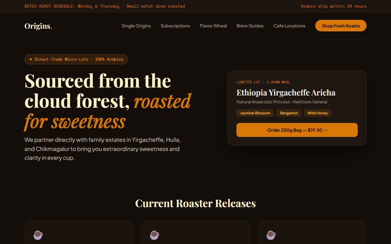 Specialty Coffee Roastery & Cafe built from this AI prompt