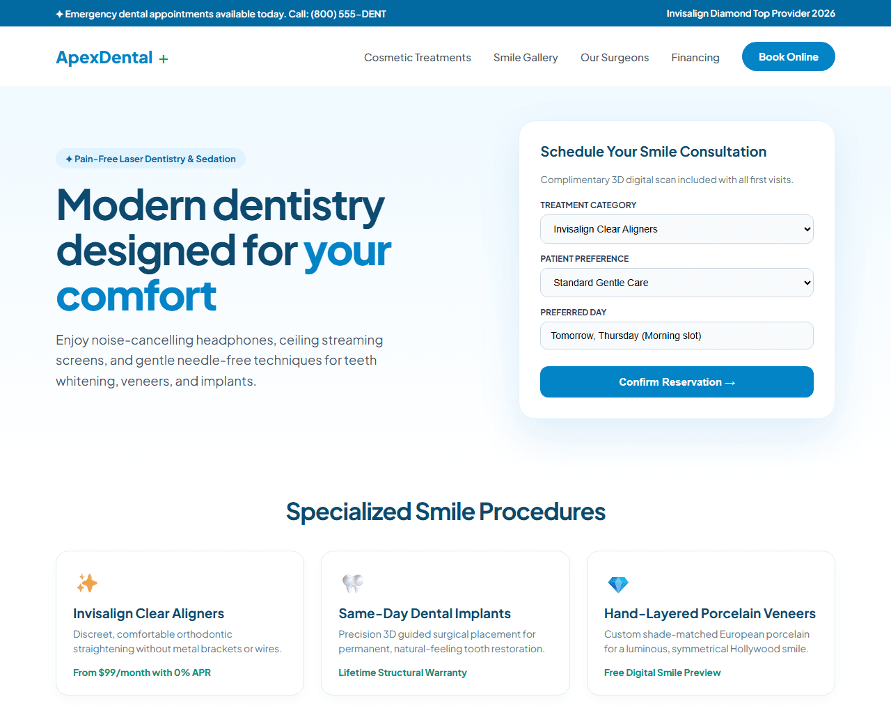 Preview of the dental & orthodontics clinic this AI prompt builds