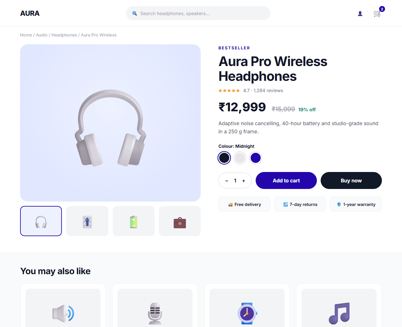 E-commerce Product Page built from this AI prompt
