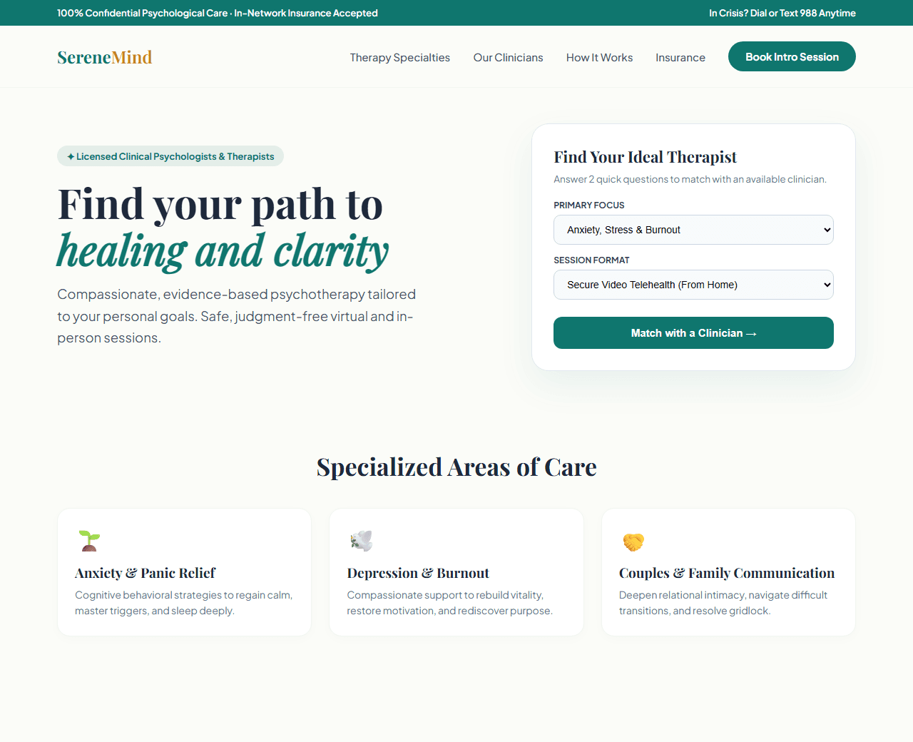 Preview of the mental health & wellness therapy this AI prompt builds