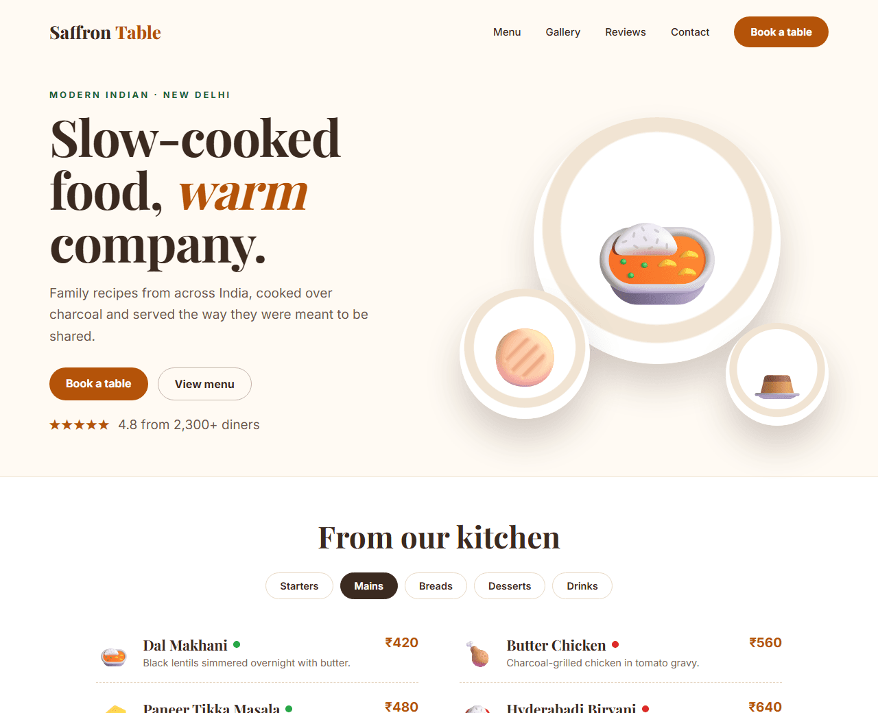 Restaurant & Cafe Website built from this AI prompt