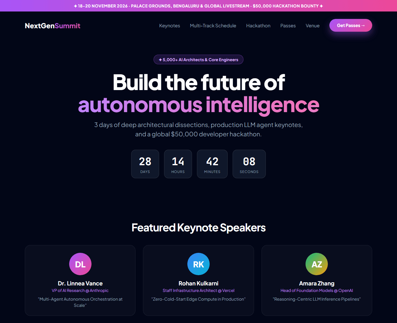 Preview of the tech conference & hackathon event this AI prompt builds