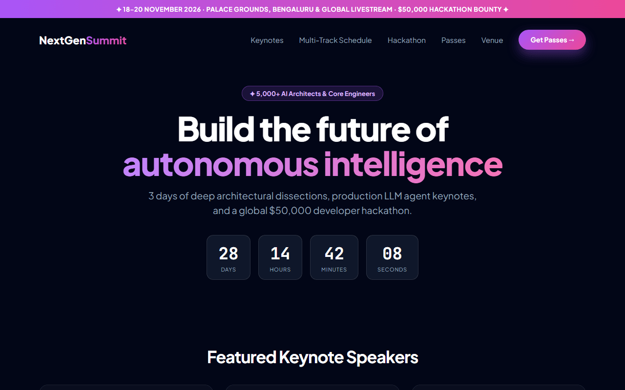 Tech Conference & Hackathon Event built from this AI prompt