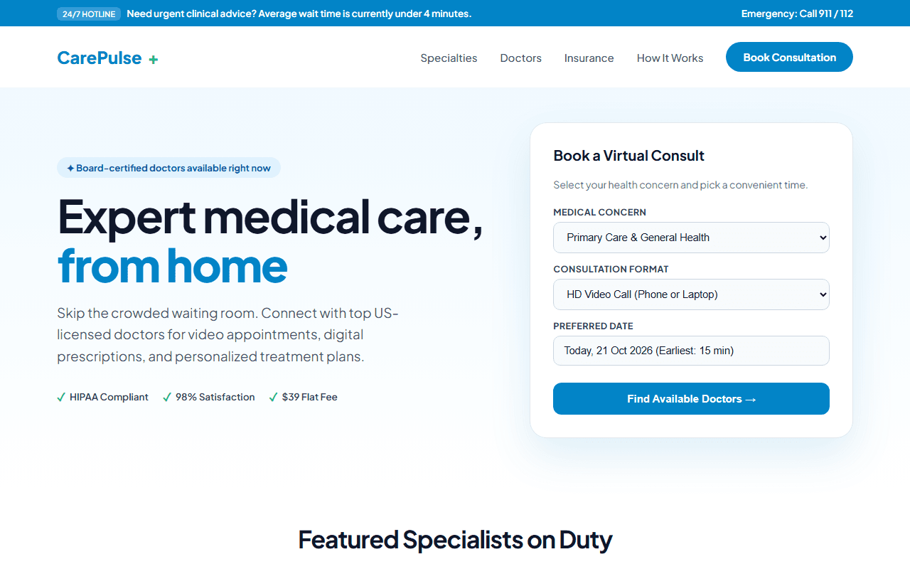 Telemedicine & Digital Health Portal built from this AI prompt